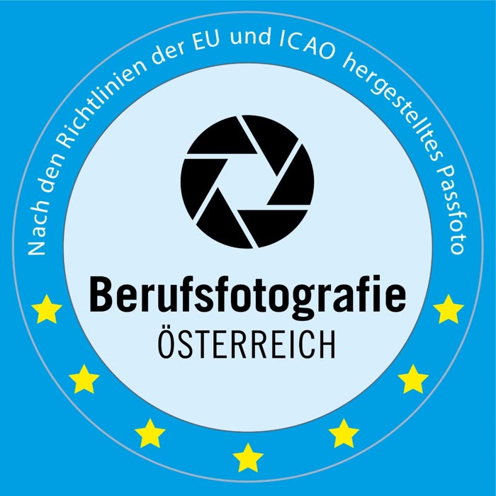 Berufsfotografie Österreich Siegel für Passfotos nach EU und ICAO Richtlinien
